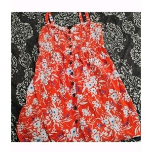 Banana Republic Red Floral Button-Down Tunic